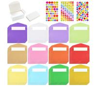 Lvjkes Sobres Pequeños, 72 Piezas Mini Sobres, 100 Piezas Tarjetas en Blanco Blancas y 3 Hojas Pegatinas de Tamaño Múltiple para Materiales de Regalo de Fiesta de Boda y Cumpleaños