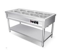 LVLDAWA Calentador Alimentos Comercial, Mesa Vapor Eléctrica Abierta Acero Inoxidable, Estación para Servir Comida Caliente Control Temperatura Independiente(150X66X80CM-8-1 Boxes)