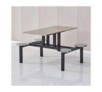 LVLDAWA Juego Mesa Restaurante 4 Plazas, Juego Bancos Acero Inoxidable para Interior Mesa Cocina para Estudiantes Tapete Antideslizante para Comedor Fábrica(Silver-B)