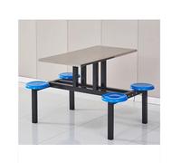 LVLDAWA Juego Mesa Restaurante 4 Plazas, Juego Bancos Acero Inoxidable para Interior Mesa Cocina para Estudiantes Tapete Antideslizante para Comedor Fábrica(Silver-A)