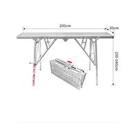 LVLDAWA Plataforma Trabajo Altura Ajustable, Escalera Plegable Resistente Peldaño Antideslizante, Andamio Portátil Acero Galvanizado para Lavado Vehículos(30x200cm)