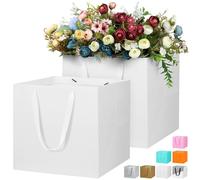 LVNRIDS 2 Bolsas de Regalo Grandes, 30 x 30 x 30 cm Bolsas Cuadradas con asas de Mercancía de Compras, 11.8 inch Bolsas de Ramos, Cumpleaños, Manualidades, Navidad Blanco