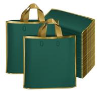 LVNRIDS 50 Bolsas de Regalo Grandes de Plástico verde, 40 x 35 cm Bolsas de Mercancía Plástico, Bolsas de Regalo Reutilizable para Vacaciones, Bodas, Cumpleaños, Pequeñas empresas