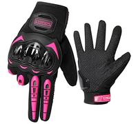 LVNRIDS Guantes de Moto, Pantalla Táctil en los Dedos Guantes de Carreras para Hombres y Mujeres para Motocross Rosa XXL