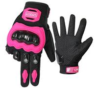 LVNRIDS Guantes Moto Hombre Mujer, Guantes de Moto Verano Pantalla Táctil para BMX ATV MTB Motocross Ciclismo Rosa L