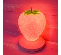 LVOERTUIG Luz nocturna de fresa, bonita lámpara de silicona con diseño de fresa, luz LED para la noche de los niños, lámpara de noche que cambia de color, 3 modos de contacto para niños, cumpleaños,