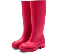 Lvptsh Botas de Agua Mujer Altas Zapatos de Lluvia Caucho de Boots Impermeable Wellington Boots de Goma Cómodas Antideslizante,Red2,EU37