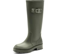 Lvptsh Botas de Agua Mujer Altas Zapatos de Lluvia Caucho de Boots Impermeable Wellington Boots de Goma Cómodas Antideslizante,Green,EU37