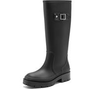 Lvptsh Botas de Agua Mujer Altas Zapatos de Lluvia Caucho de Boots Impermeable Wellington Boots de Goma Cómodas Antideslizante,Black,EU39