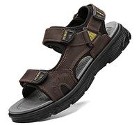 Lvptsh Sandalias Hombre Zapatillas de Senderismo Transpirable Peso Ligero Cuero Camper Deportivas Sandalias Pescador Playa Zapatos,Marrón 1,EU39