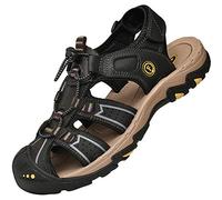 Lvptsh Sandalias Hombre Zapatillas de Senderismo Transpirable Peso Ligero Cuero Camper Deportivas Sandalias Pescador Playa Zapatos,Negro,EU42
