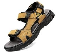 Lvptsh Sandalias Hombre Zapatillas de Senderismo Transpirable Peso Ligero Cuero Camper Deportivas Sandalias Pescador Playa Zapatos,Amarillo 1,EU39