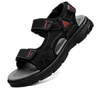Lvptsh Sandalias Hombre Zapatillas de Senderismo Transpirable Peso Ligero Cuero Camper Deportivas Sandalias Pescador Playa Zapatos,Negro 1,EU44