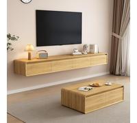 LVRUIEDS Mueble de TV flotante, consola multimedia con 2 puertas abatibles y 2 cajones, armario de TV para centro de entretenimiento