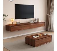 LVRUIEDS Mueble de TV flotante - Consola multimedia montada en la pared con 2 puertas abatibles y 2 cajones, armario de TV para centro de entretenimiento, estante de video para habitación del hogar