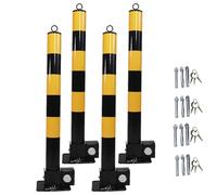 LVSEWOA Bolardo Plegable para Aparcamiento - Poste de Barrera para Aparcamiento en Zonas de tráfico, Seguridad de Garaje con Cinta Reflectante, Juego de 2