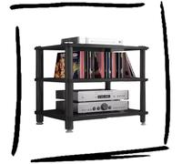 LVSEWOA Estante HiFi Negro de 3 Niveles, Soporte de Madera y Audio para TV, Unidad de Almacenamiento AV de 1, 2, 3 o 4 Niveles, Elegante Pantalla HiFi para Cine en casa y Sala de Estar