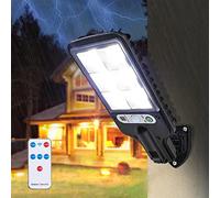 LVSEWOA Farola Solar - Luces solares para Exteriores a Prueba de Agua IP65, de anochecer a Amanecer, con Sensor de Movimiento, luz LED de Seguridad, para estacionamiento, Control remoto/2107