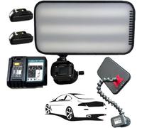 LVSEWOA Kit de reparación de abolladuras sin Pintura, Panel de luz LED con Soporte Ajustable para Pruebas de eliminación de abolladuras de carrocería, 2 baterías de 2500 mAh