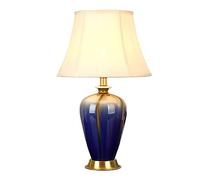 LVSEWOA Lámpara de Mesa clásica de cerámica con Base de Bronce, Estilo Americano. Lámpara de mesita de Noche para Dormitorio o Escritorio de Oficina.