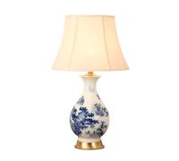 LVSEWOA Lámpara de Mesa de cerámica Azul/Blanca de 66 cm (26"), lámpara de mesita de Noche de cerámica Pintada a Mano de Estilo Chinoiserie Tradicional para Dormitorio, Sala de Estar u Oficina.
