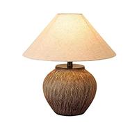LVSEWOA Lámpara de Mesa de cerámica Estilo Granja, cerámica rústica Hecha a Mano con Pantalla Oscura, decoración Sala de Estar, Dormitorio, mesita de Noche, Oficina o recibidor.