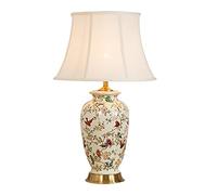 LVSEWOA Lámpara de Mesa de cerámica Estilo rústico con Motivos de pájaros y Ramas, Pantalla clásica de Tela Blanca, Ideal para la decoración de dormitorios, Salas de Estar y oficinas.