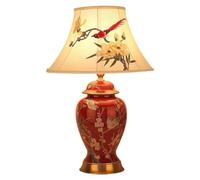 LVSEWOA Lámpara de Mesa Grande de cerámica roja Estilo Retro Chino Oriental para Sala de Estar, Dormitorio o mesita de Noche - 54 × 33 cm