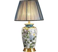 LVSEWOA Lámpara de Mesa rústica de cerámica con Estampado Floral para Sala de Estar y Dormitorio, Estilo Chinoiserie, lámpara clásica de mesilla de Noche con Pantalla de Tela, 40 * 68 cm.