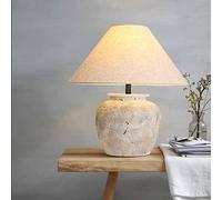 LVSEWOA Lámpara de Mesa rústica de cerámica Estilo Granja con Pantalla de Tela para la decoración de la Sala de Estar, el Dormitorio y la Oficina en casa.