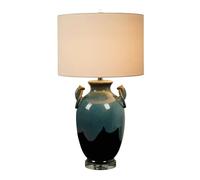 LVSEWOA Lámpara de Mesa Vintage de Lujo Amen - Cerámica y Tela Hechas a Mano para iluminación de Estudio, Oficina y cafetería