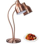 LVSEWOA Lampe chauffante commerciale à Double Bras pour Buffet, éclairage de présentation et de Conservation Des aliments, Double tête à réglage multidirectionnel, 250 W, Couleur or (Cuivre).