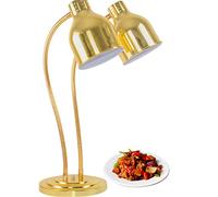 LVSEWOA Lampe chauffante commerciale à Double Bras pour Buffet, éclairage de présentation et de Conservation Des aliments, Double tête à réglage multidirectionnel, 250 W, Couleur or.