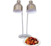 LVSEWOA Lampe chauffante commerciale à Double Bras pour Buffet, éclairage de présentation et de Conservation Des aliments, Double tête à réglage multidirectionnel, 250 W, or (Argent)
