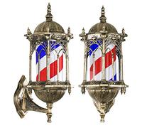 LVSEWOA Poste de barbería, Poste de barbería con iluminación LED, Letrero Retro de barbería con iluminación giratoria, Tiras Rojas, Blancas y Azules, lámpara de Pared Impermeable Que Ahorra energía