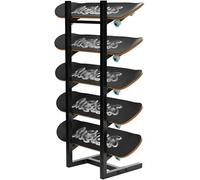 LVSEWOA Support de Rangement métallique à 5 niveaux pour Skateboards et Snowboards, Support de Sol peu encombrant pour Garage, Atelier et Salle de Sport à Domicile.