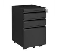 LVSTEEL Archivador Móvil con Cerradura, Cajonera, 3 Cajones, Ruedas Silenciosas, con 4 Llaves, Archivador Dbajo del Escritorio para Oficina, Completamente Ensamblado, Adecuado para A4 / Carta