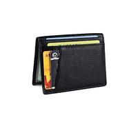 LVTFCO Cartera de cuero ultra delgada con bloqueo para tarjetas de identificación de crédito para hombres 2021, funda de moda para mujer, monedero E9T3 dinero, Black
