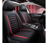 LVTFCO Funda Asiento Coche para Ford Ranger Wildtrak 2016-2025, Cuero por Encargo Impermeable Cómodo Transpirable Fundas Asientos Protector Cubreasientos Accesorios,Black Red