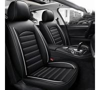 LVTFCO Funda Asientos Coche para BMW X5 2004-2007, Cuero por Encargo Impermeable Cómodo Transpirable Fundas Asientos Todo Tipo de Clima Delanteros Traseros,Black White