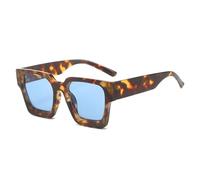 LVTFCO Gafas de sol cuadradas Mujer Retro Clásico Azul Naranja Tonos UV400 Hombres Gafas de sol,Leopard blue,One size