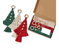 LVTFCO Kit de macramé de adorno de Navidad para principiantes, árbol de Navidad de punto con instrucciones escritas, kit de decoración para colgar, kits de adornos, ganchillo, gnomo, adornos,