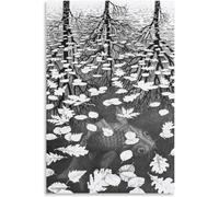 LVTFCO MC Cartel de Escher《Tres Mundos》Pintura M.C. Escher Lienzo Arte de la Pared M.C. Escher Imprime M.C. Cuadro artístico de Escher para decoración del hogar, 50x70cm, sin Marco
