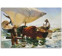 LVTFCO Póster e Impresiones de Joaquín Sorolla 《El Regreso de la Pesca》Arte de Pared Pintura de Joaquín Sorolla Lienzo para la decoración de la Pared del hogar Imagen 50x70cm Sin Marco