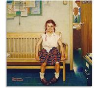 LVTFCO Póster e Impresiones de The Shiner Girl with Black Eye de Norman Rockwell, Arte de Pared Surrealista, Pintura en Lienzo Retro para decoración del hogar, Imagen de 50x50cm sin Marco