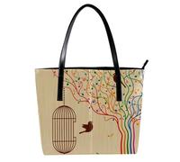LVTISEE Birdcage on the Musical Tree Bolso de mano para mujer, de piel sintética, bolso de hombro para el trabajo, viajes