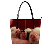 LVTISEE Bolso de mano con diseño de cerdito de tres cerditos para mujer, de piel sintética, para el trabajo, viajes