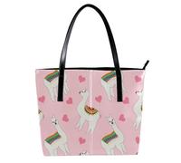LVTISEE Bolso de mano con diseño de llamas y corazones rosados para mujer, de piel sintética, para el trabajo, viajes