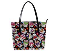 LVTISEE Day of the Dead Sugar Skull Bolso de mano para mujer, de piel sintética, bolso de hombro para el trabajo, viajes