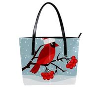 LVTISEE Happy Holiday Christmas Cardinal on Branch - Bolso de mano para mujer, de piel sintética, bolso de mano para el trabajo, viajes